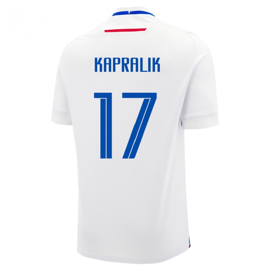 גברים כדורגל סלובקיה Adrian Kapralik #17 לָבָן הרחק ג'רזי 24-26