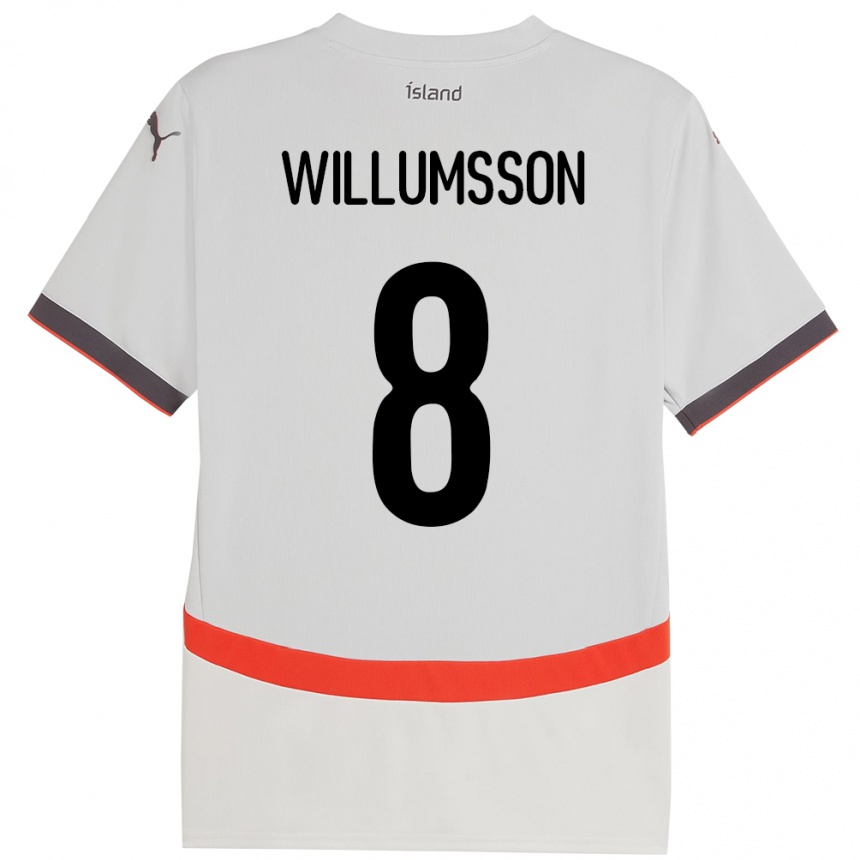 גברים כדורגל אִיסלַנד Brynjólfur Andersen Willumsson #8 לָבָן הרחק ג'רזי 24-26