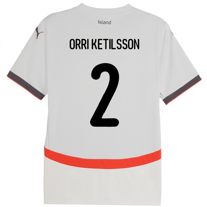 גברים כדורגל אִיסלַנד Ketill Orri Ketilsson #2 לָבָן הרחק ג'רזי 24-26