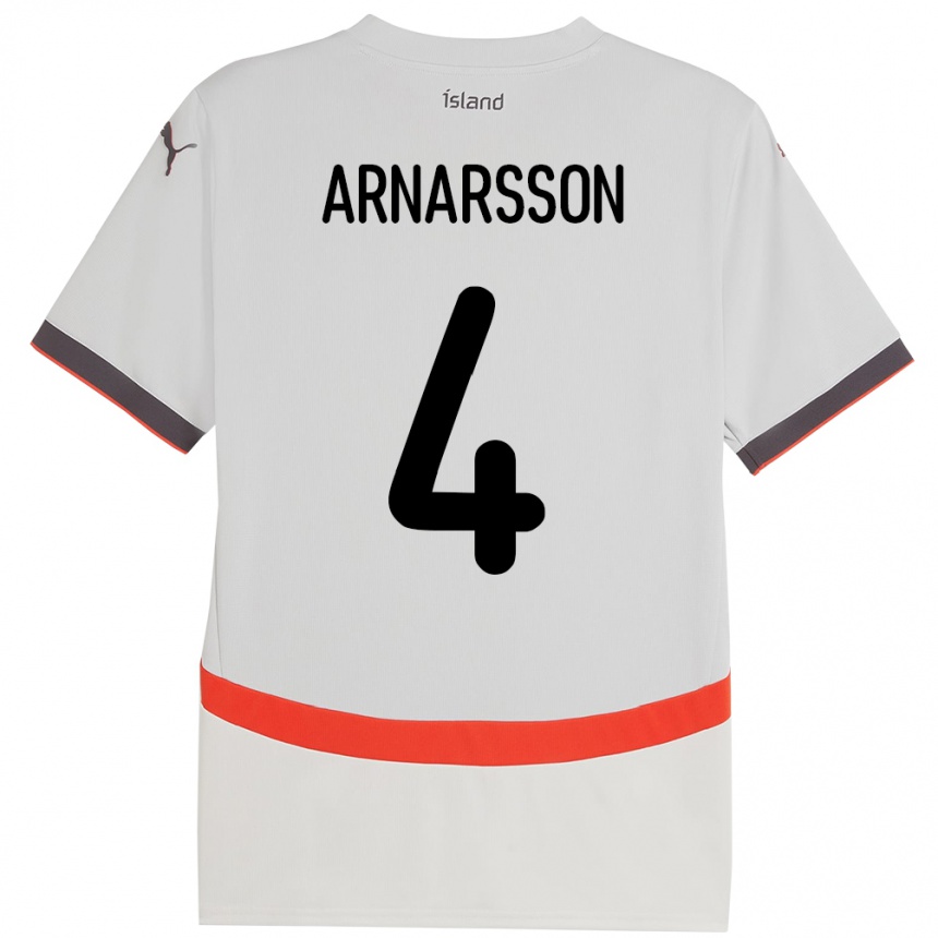 גברים כדורגל אִיסלַנד Ásbjörn Líndal Arnarsson #4 לָבָן הרחק ג'רזי 24-26