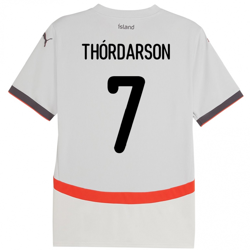 גברים כדורגל אִיסלַנד Stígur Thórdarson #7 לָבָן הרחק ג'רזי 24-26