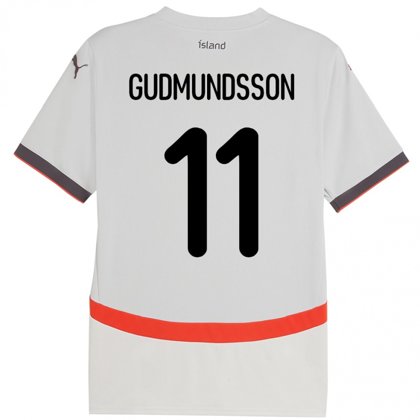 גברים כדורגל אִיסלַנד Galdur Gudmundsson #11 לָבָן הרחק ג'רזי 24-26