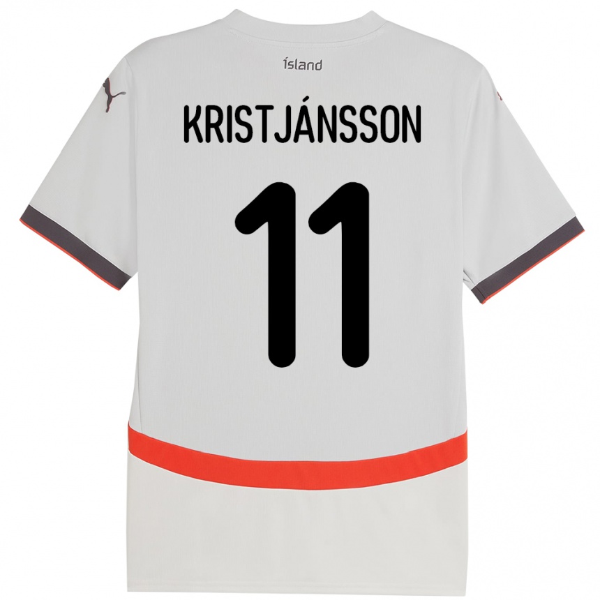 גברים כדורגל אִיסלַנד Tómas Óli Kristjánsson #11 לָבָן הרחק ג'רזי 24-26