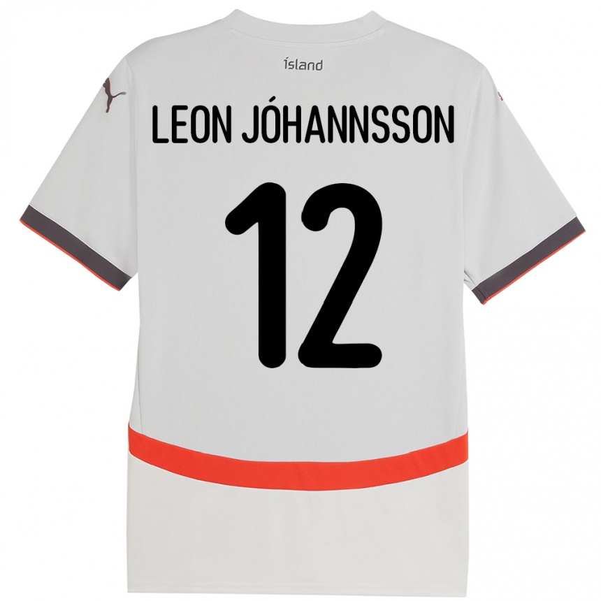 גברים כדורגל אִיסלַנד Marten Leon Jóhannsson #12 לָבָן הרחק ג'רזי 24-26