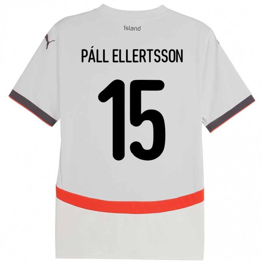 גברים כדורגל אִיסלַנד Markús Páll Ellertsson #15 לָבָן הרחק ג'רזי 24-26