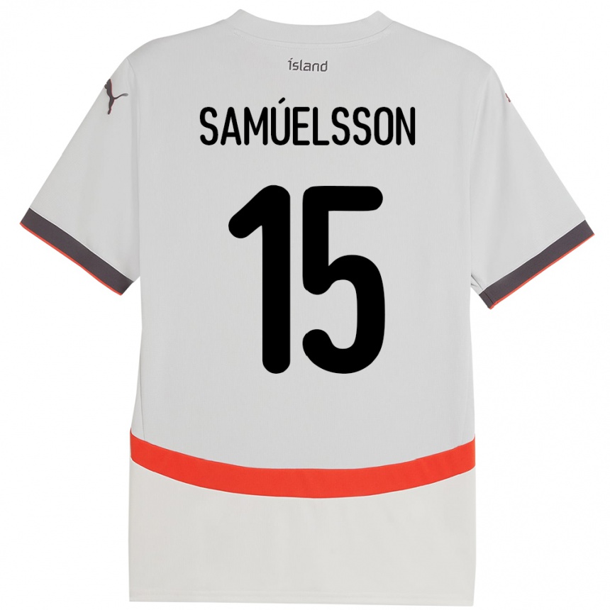 גברים כדורגל אִיסלַנד Birkir Hrafn Samúelsson #15 לָבָן הרחק ג'רזי 24-26