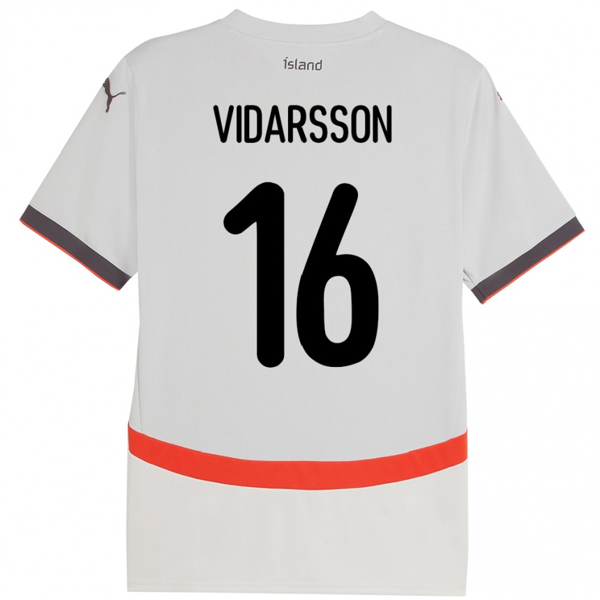 גברים כדורגל אִיסלַנד Viktor Vidarsson #16 לָבָן הרחק ג'רזי 24-26