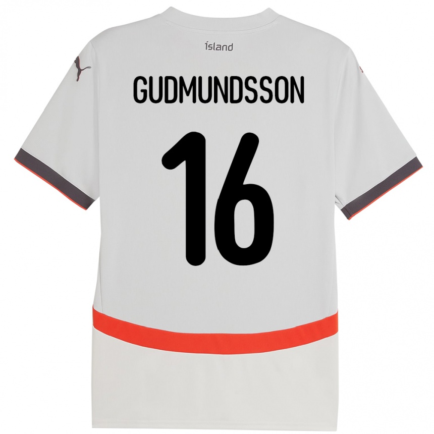 גברים כדורגל אִיסלַנד Jón Breki Gudmundsson #16 לָבָן הרחק ג'רזי 24-26