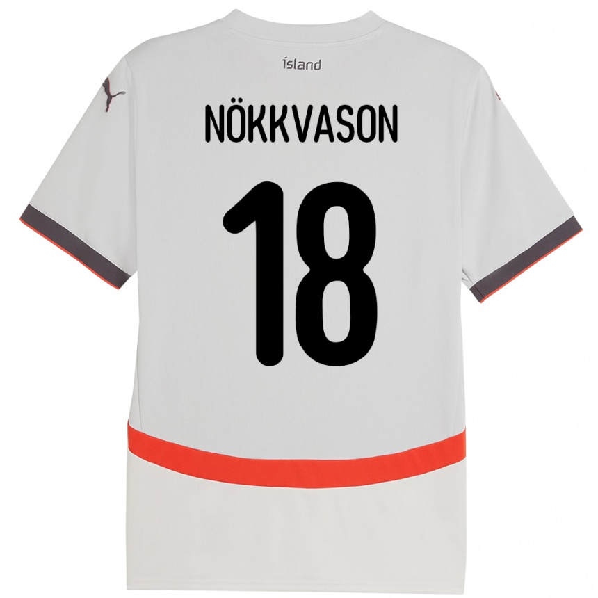 גברים כדורגל אִיסלַנד Gudmundur Baldvin Nökkvason #18 לָבָן הרחק ג'רזי 24-26