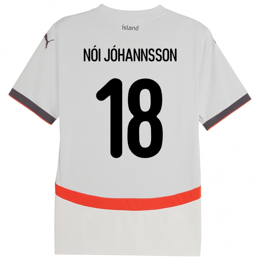 גברים כדורגל אִיסלַנד Sigurdur Nói Jóhannsson #18 לָבָן הרחק ג'רזי 24-26
