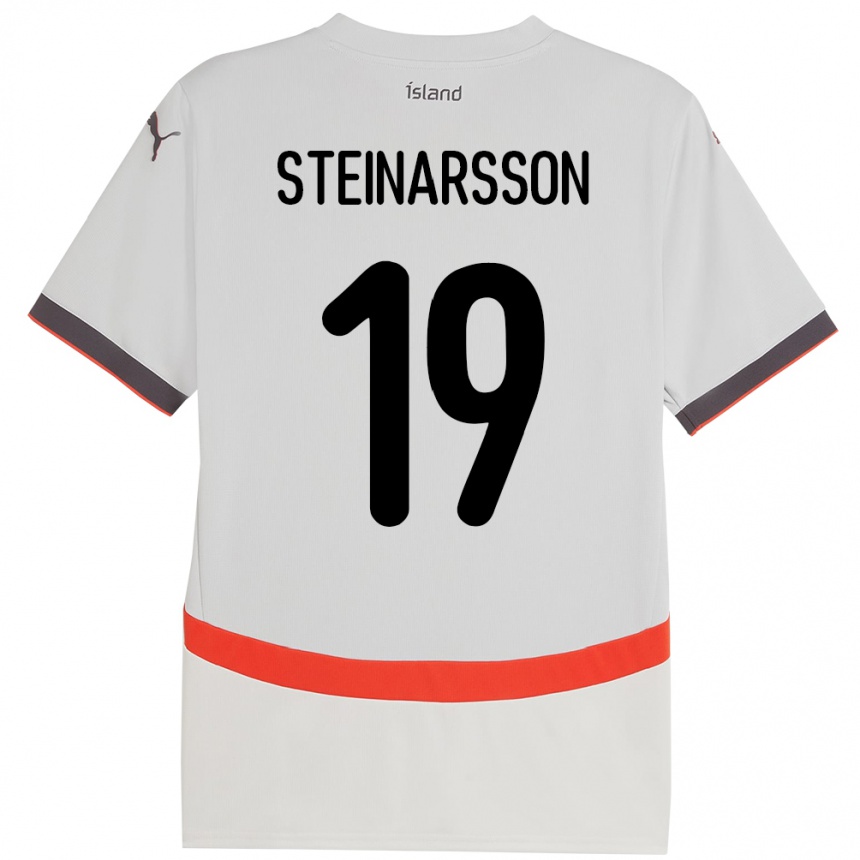 גברים כדורגל אִיסלַנד Ásgeir Steinn Steinarsson #19 לָבָן הרחק ג'רזי 24-26