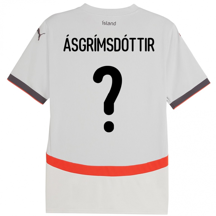 גברים כדורגל אִיסלַנד Arna Ásgrímsdóttir #0 לָבָן הרחק ג'רזי 24-26