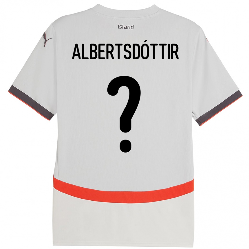 גברים כדורגל אִיסלַנד Agla María Albertsdóttir #0 לָבָן הרחק ג'רזי 24-26