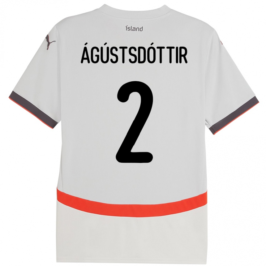 גברים כדורגל אִיסלַנד Berglind Rós Ágústsdóttir #2 לָבָן הרחק ג'רזי 24-26