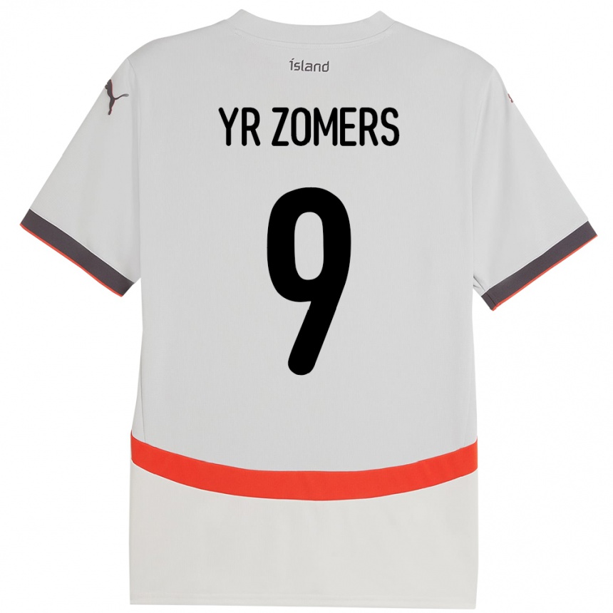 גברים כדורגל אִיסלַנד Diljá Ýr Zomers #9 לָבָן הרחק ג'רזי 24-26