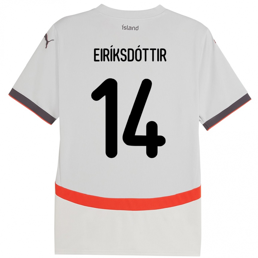 גברים כדורגל אִיסלַנד Hlín Eiríksdóttir #14 לָבָן הרחק ג'רזי 24-26