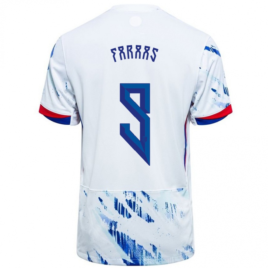גברים כדורגל נורבגיה Benjamin Faraas #9 לבן כחול הרחק ג'רזי 24-26