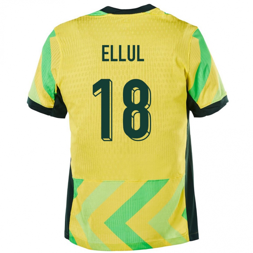 נשים כדורגל אוֹסטְרַלִיָה Noah Ellul #18 זָהוּב ג'רזי ביתית 24-26