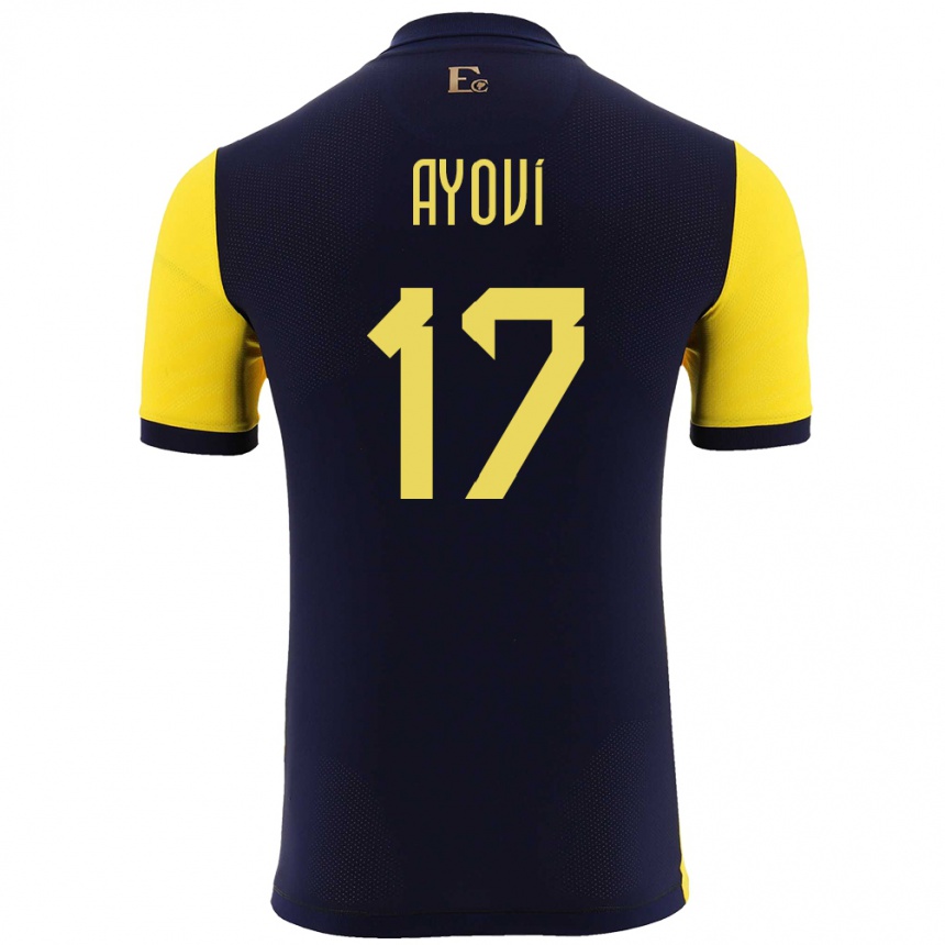 נשים כדורגל אקוודור Junior Ayoví #17 צהוב ג'רזי ביתית 24-26