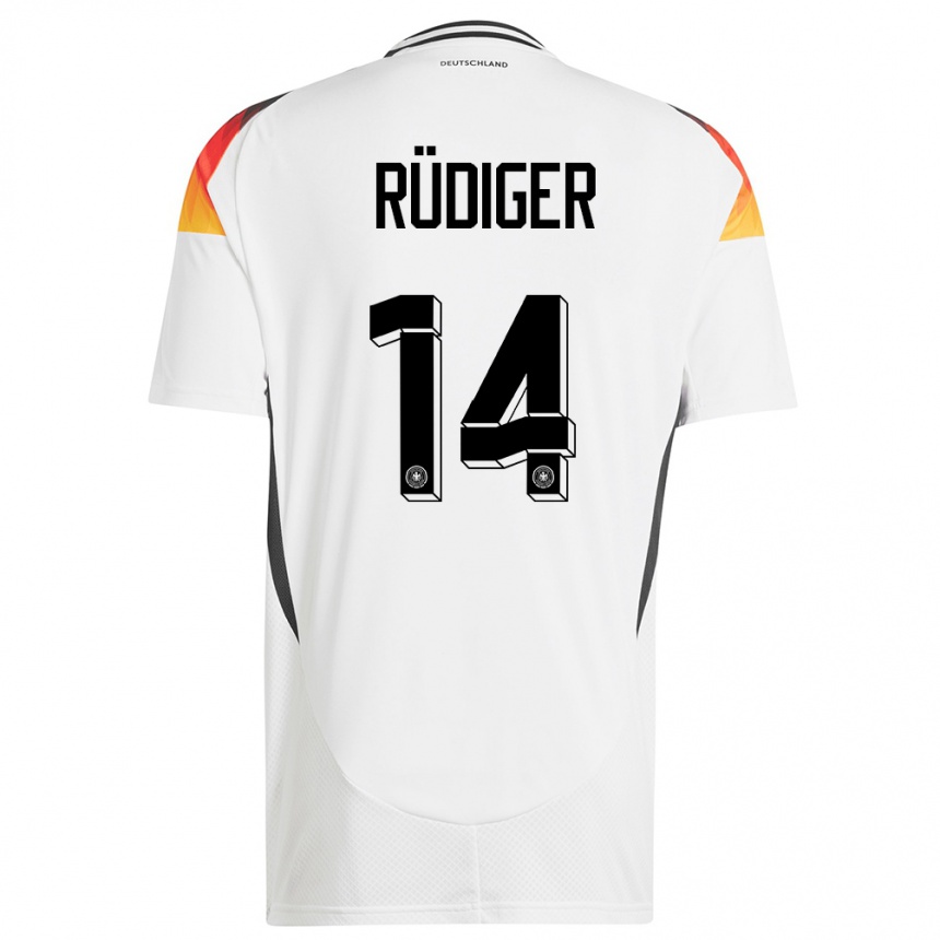 נשים כדורגל גרמניה Fin-Luca Rüdiger #14 לבן ג'רזי ביתית 24-26