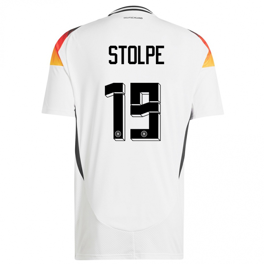 נשים כדורגל גרמניה Robin Stolpe #19 לבן ג'רזי ביתית 24-26