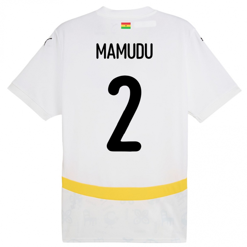 נשים כדורגל גאנה Kamaradini Mamudu #2 לָבָן ג'רזי ביתית 24-26