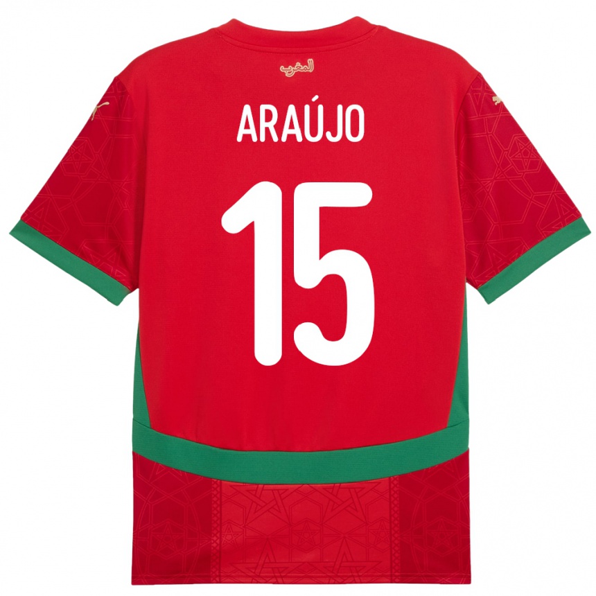 נשים כדורגל מָרוֹקוֹ Ismail Araújo #15 אָדוֹם ג'רזי ביתית 24-26