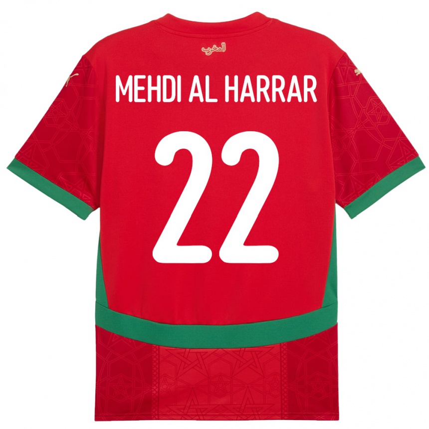 נשים כדורגל מָרוֹקוֹ El Mehdi Al Harrar #22 אָדוֹם ג'רזי ביתית 24-26