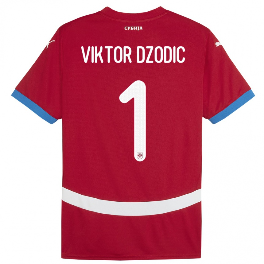 נשים כדורגל סרביה Viktor Dzodic #1 אָדוֹם ג'רזי ביתית 24-26