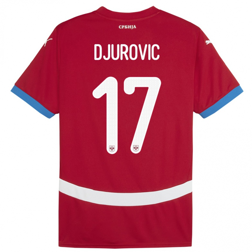 נשים כדורגל סרביה Stefan Djurovic #17 אָדוֹם ג'רזי ביתית 24-26