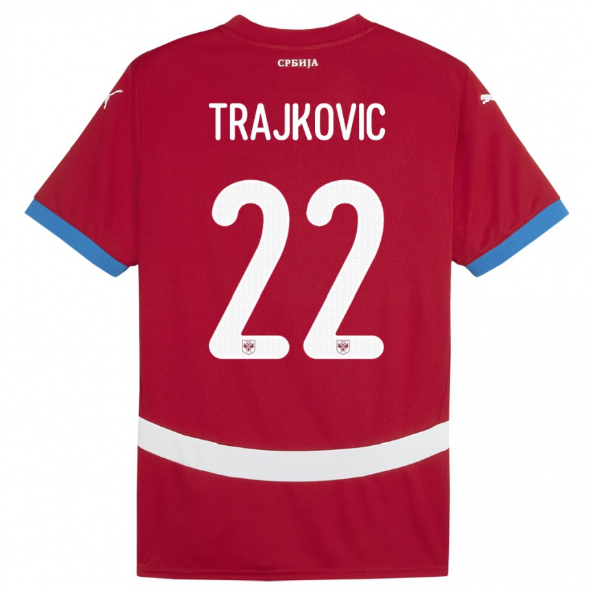 נשים כדורגל סרביה Aleksa Trajkovic #22 אָדוֹם ג'רזי ביתית 24-26