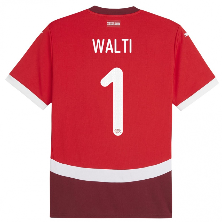 נשים כדורגל שווייץ דריו ולטי #1 אָדוֹם ג'רזי ביתית 24-26