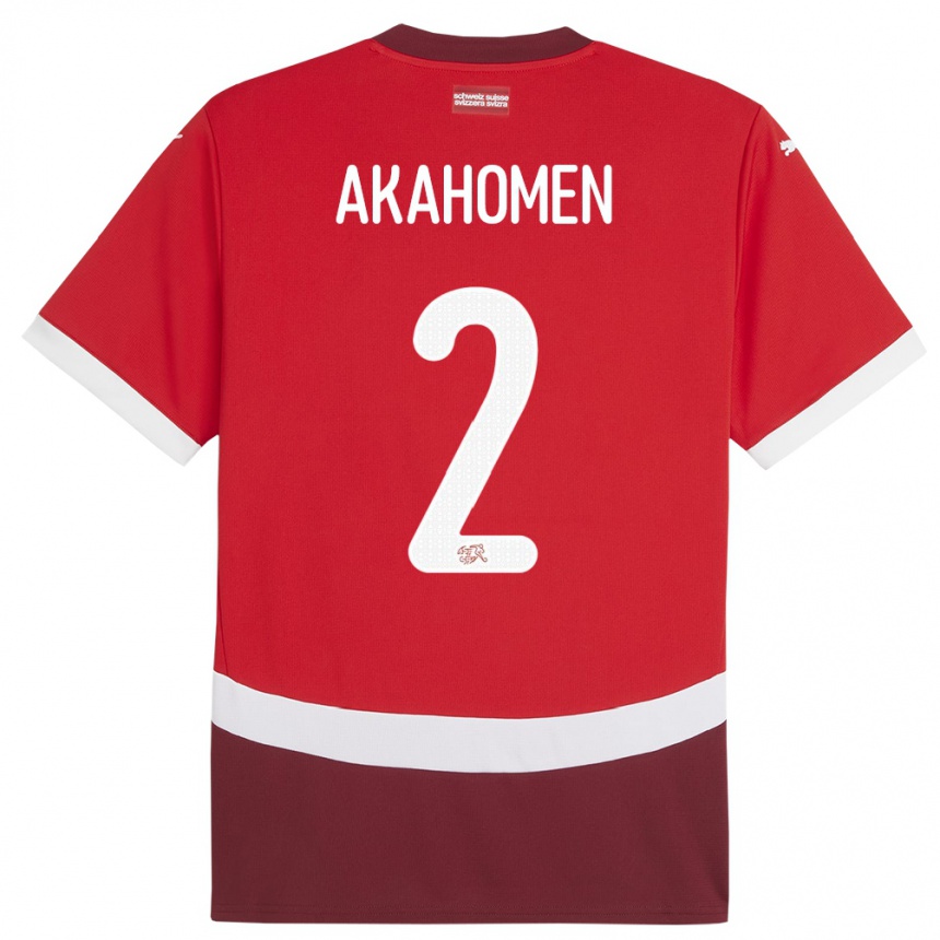 נשים כדורגל שווייץ מרווין אקהומן #2 אָדוֹם ג'רזי ביתית 24-26