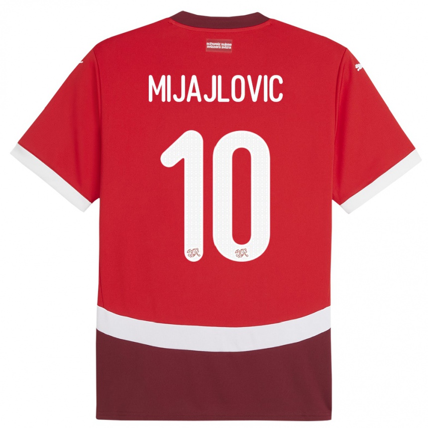 נשים כדורגל שווייץ Mladen Mijajlovic #10 אָדוֹם ג'רזי ביתית 24-26