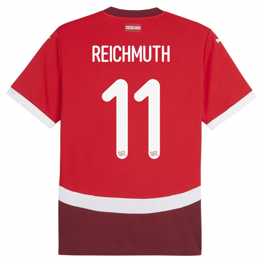 נשים כדורגל שווייץ נילס רייכמות' #11 אָדוֹם ג'רזי ביתית 24-26