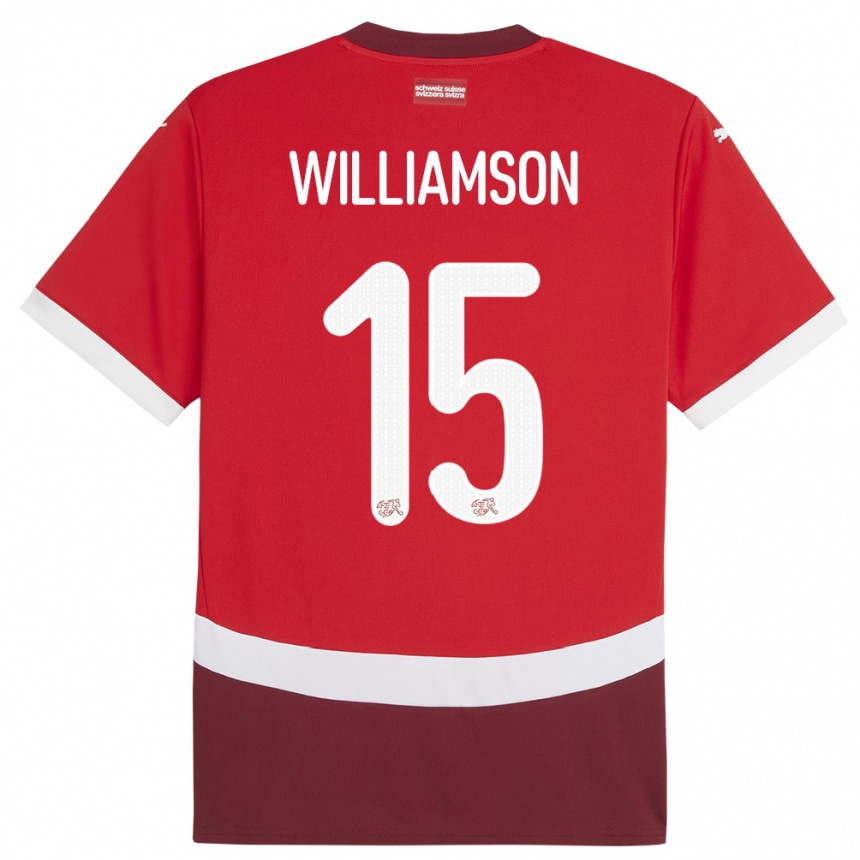נשים כדורגל שווייץ יואקים וויליאמסון #15 אָדוֹם ג'רזי ביתית 24-26
