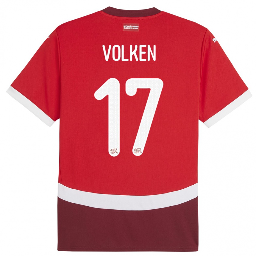 נשים כדורגל שווייץ Neil Volken #17 אָדוֹם ג'רזי ביתית 24-26