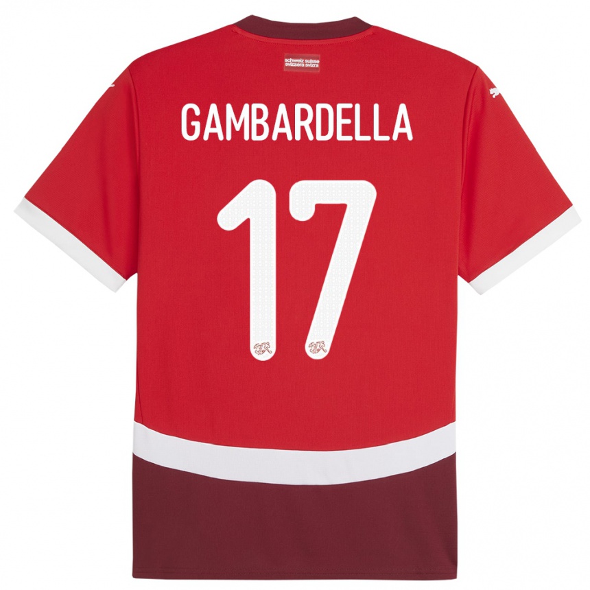 נשים כדורגל שווייץ Matteo Gambardella #17 אָדוֹם ג'רזי ביתית 24-26