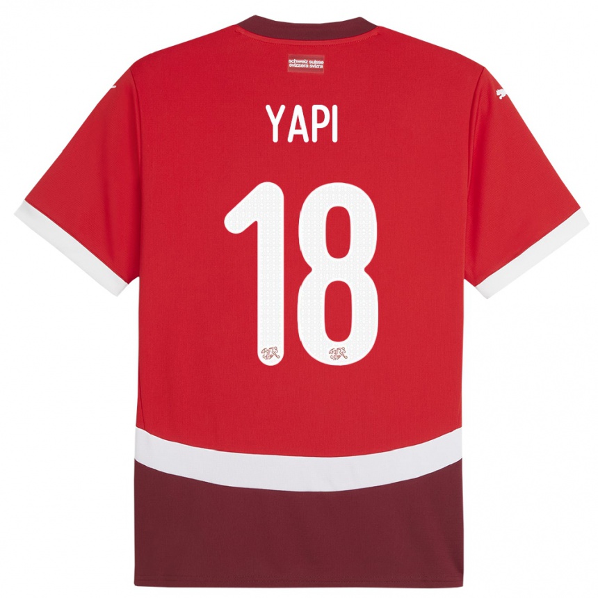 נשים כדורגל שווייץ Josue Yapi #18 אָדוֹם ג'רזי ביתית 24-26