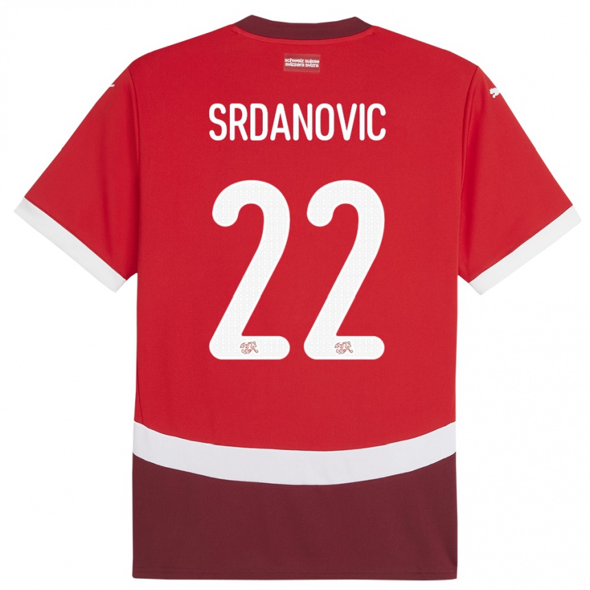 נשים כדורגל שווייץ לון סרדנוביץ׳ #22 אָדוֹם ג'רזי ביתית 24-26
