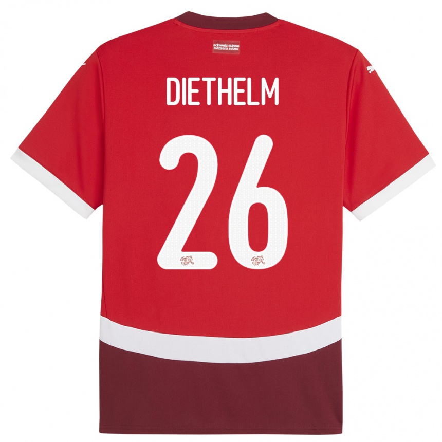 נשים כדורגל שווייץ Thierry Diethelm #26 אָדוֹם ג'רזי ביתית 24-26