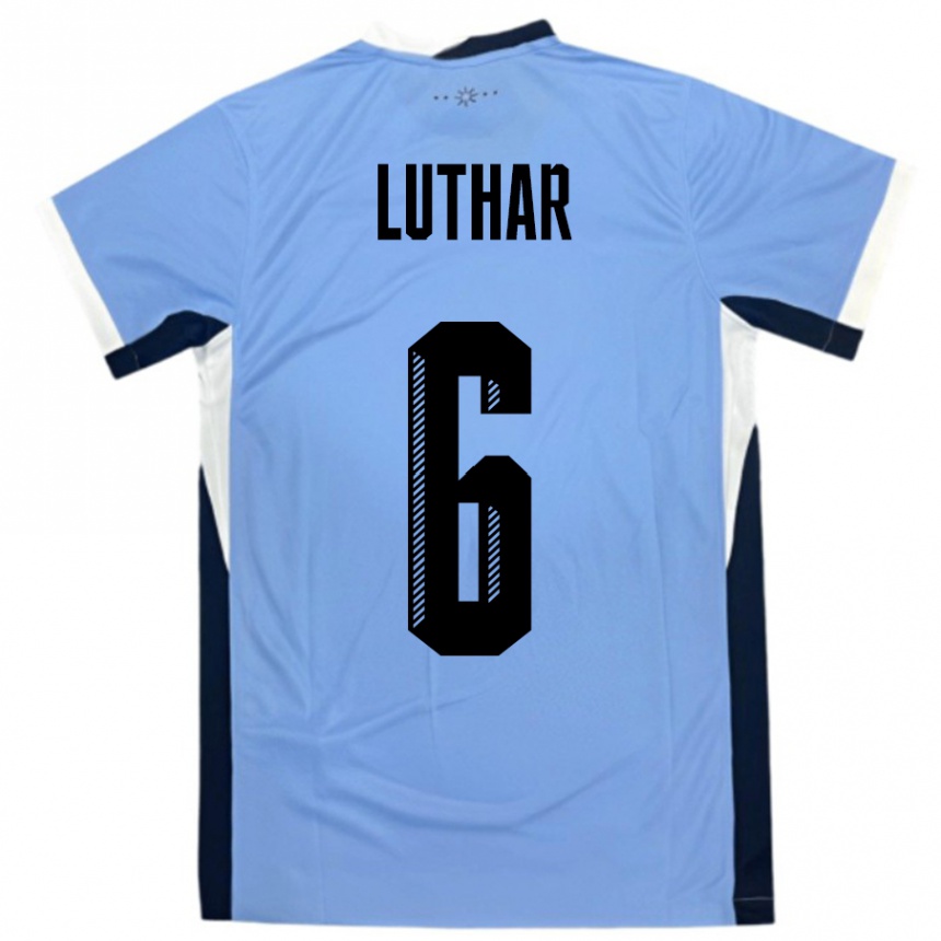 נשים כדורגל אורוגוואי Thiago Luthar #6 לבן שחור ג'רזי ביתית 24-26