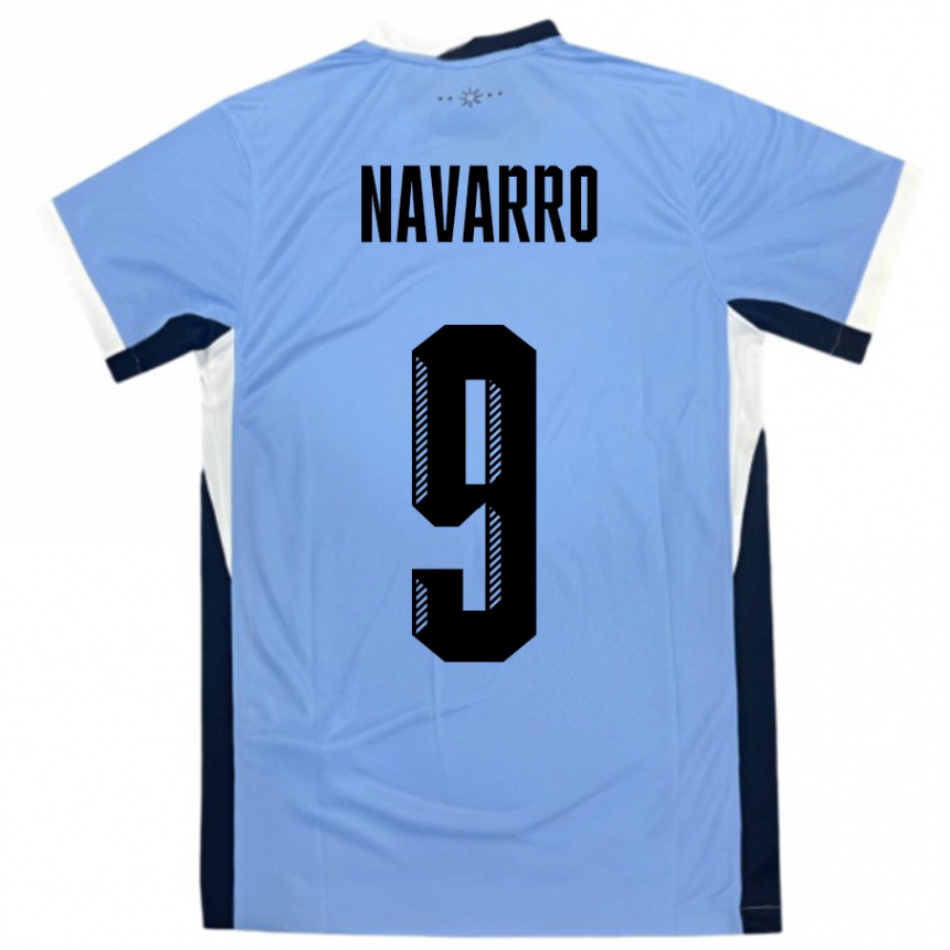 נשים כדורגל אורוגוואי Lautaro Navarro #9 לבן שחור ג'רזי ביתית 24-26