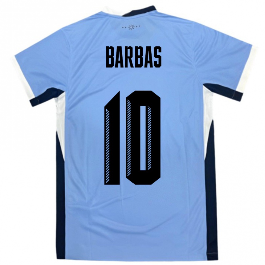 נשים כדורגל אורוגוואי Germán Barbas #10 לבן שחור ג'רזי ביתית 24-26