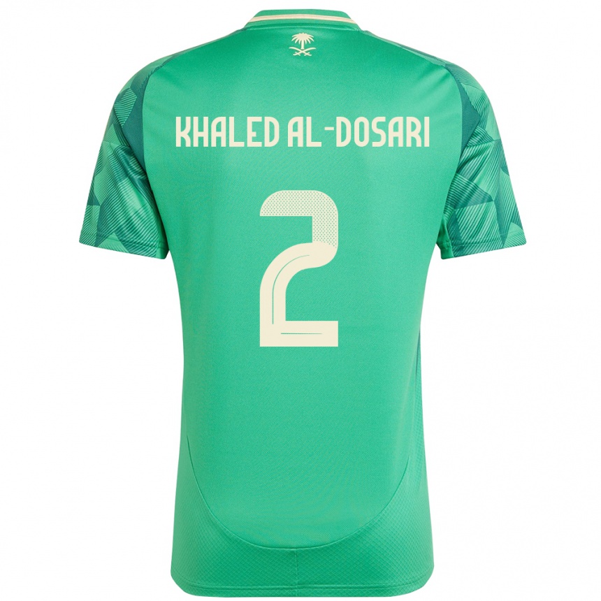 נשים כדורגל ערב הסעודית Yazeed Khaled Al-Dosari #2 יָרוֹק ג'רזי ביתית 24-26