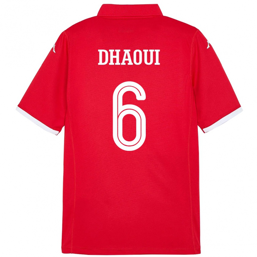 נשים כדורגל תוניסיה Elyes Dhaoui #6 אָדוֹם ג'רזי ביתית 24-26