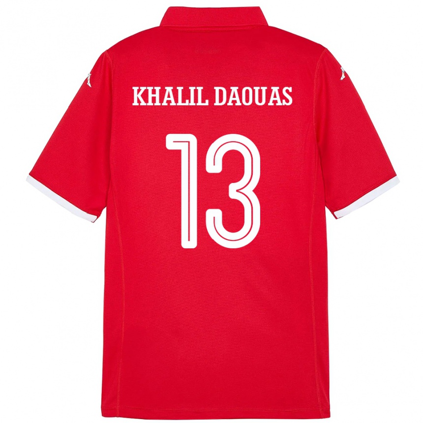 נשים כדורגל תוניסיה Mohamed Khalil Daouas #13 אָדוֹם ג'רזי ביתית 24-26