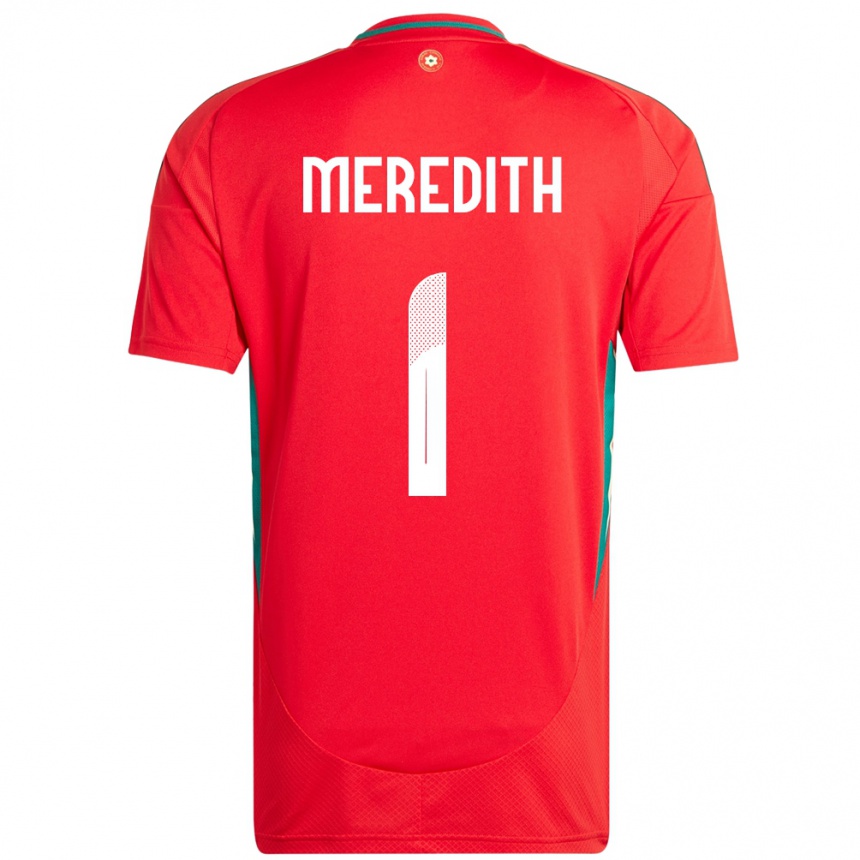 נשים כדורגל ויילס Eliot Meredith #1 אָדוֹם ג'רזי ביתית 24-26