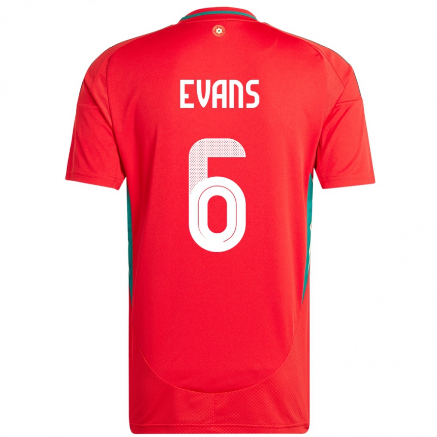 נשים כדורגל ויילס Louis Evans #6 אָדוֹם ג'רזי ביתית 24-26