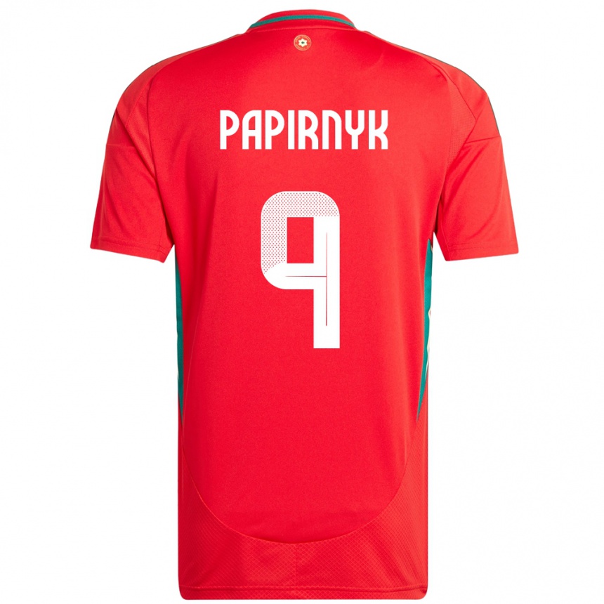 נשים כדורגל ויילס Leo Papirnyk #9 אָדוֹם ג'רזי ביתית 24-26